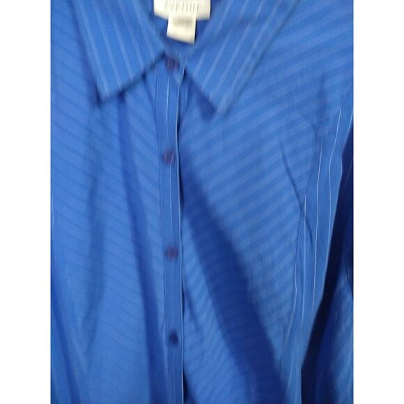 Avenue Woman 18/20 Shirt Blue Striped Classic Collared Button 3/4 Sleeve - Picture 4 of 8